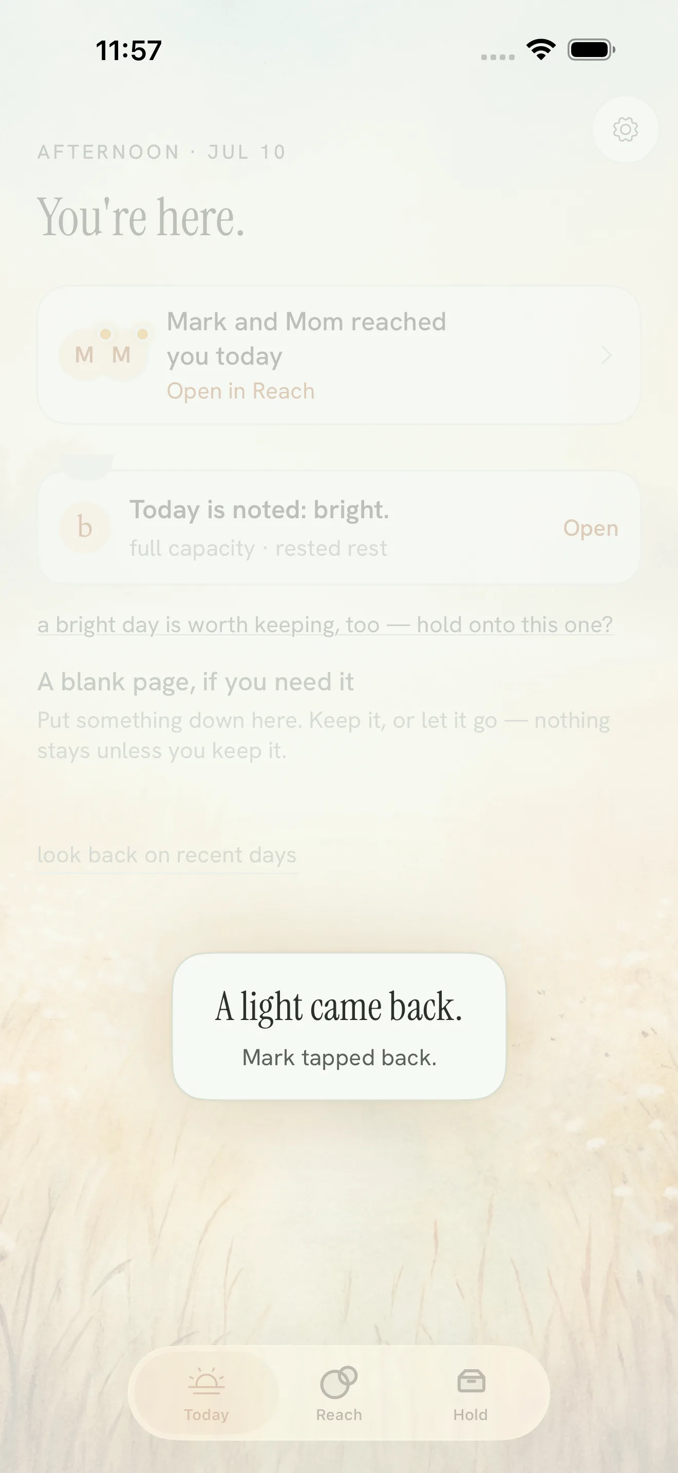 A light comes back