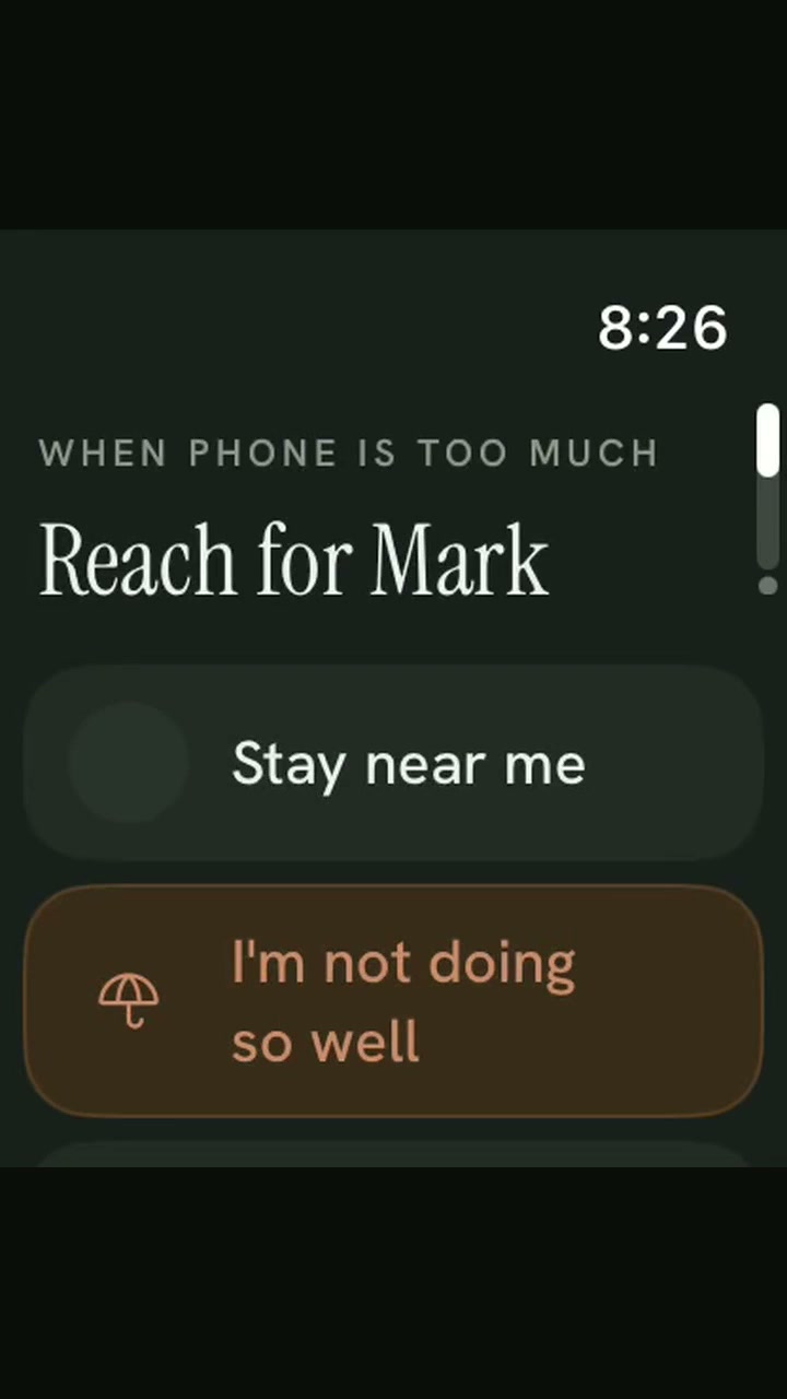 Choosing and sending a line from Near on Apple Watch.