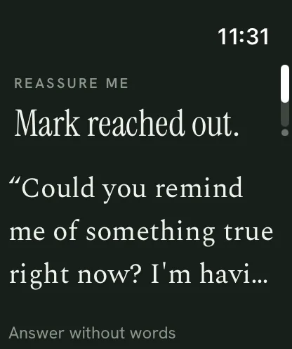 A line arriving from Mark on Apple Watch.